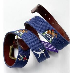 NWT SMATHERS & BRANSON Needlepoint Belt Sport Shooting Fencing Horse Jumping 38